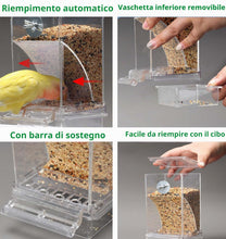 Carica l'immagine nel visualizzatore di Gallery, Mangiatoia automatica per uccelli, mangiatoia per pappagallini, per gabbie con posatoio, senza disordine, contenitore pe