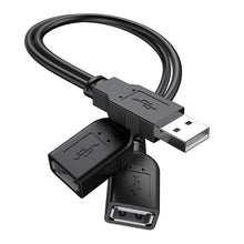 Carica l'immagine nel visualizzatore di Gallery, ANDTOBO Cavo Sdoppiatore USB, Cavo Doppio USB Maschio Femmina Y Splitter Per PC/iPhones/Dischi Rigidi Esterni - Nero