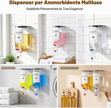 Carica l'immagine nel visualizzatore di Gallery, Confezione da 2 dispenser di sapone per bucato, dispenser per detersivo da parete, dispenser per ammorbidente per tessuti, dispenser per liquidi con beccuccio, per l'organizzazione e la conservazione