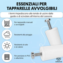 Carica l'immagine nel visualizzatore di Gallery, 8 Fermi Per Tapparelle Bianchi 40 Mm Per Tapparelle Pvc Con Struttura Rinforzata, Ogni Fermo Finestra Comprende Tutto Il