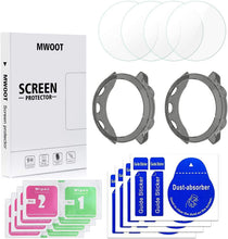 Carica l'immagine nel visualizzatore di Gallery, MWOOT Compatibile con Garmin Forerunner 55 Smartwatch Pellicole in Vetro Temperato 4 Pezzi e Custodie Protezione in Sili
