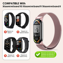 Carica l'immagine nel visualizzatore di Gallery, 2 Pezzi Metallo Cinturini Compatibile con xiaomi mi band 8/xiaomi smart band 10/9 Cinturino Donna,Cinturino Maglia Regol
