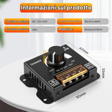 Carica l'immagine nel visualizzatore di Gallery, Dimmer led DC 12V-24V PWM 30A dimmer controller LED Light Strip dimmer Manopola di comando dell'interruttore regolazione