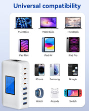 Carica l'immagine nel visualizzatore di Gallery, 200W Caricatore USB Multiplo, 8 Porte Caricatore USB C con PD 65W e QC 18W, Stazione di Ricarica Rapida con Schermo LCD,