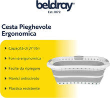 Carica l'immagine nel visualizzatore di Gallery, Beldray LA072979GRYEU Cestello per lavanderia, Collapsible Hip Hugger, curvo e sagomato per adattarsi al corpo, cestello facile da piegare, Manici ergonomici a 2 vie antiscivolo, 37 litri, grigi