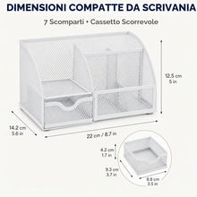 Carica l'immagine nel visualizzatore di Gallery, Exerz organizer da scrivania 7 scomparti rete metallica portapenne