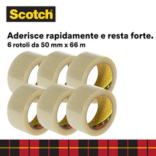 Carica l'immagine nel visualizzatore di Gallery, 3M Scotch 371 Nastro imballaggio trasparente, 50 mm x 66 m, 6 rotoli