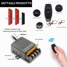 Carica l'immagine nel visualizzatore di Gallery, DieseRC Interruttore luce telecomando senza fili 433Mhz AC 220V 230V 30A ricevitore relè e 2 trasmettitori Radiocomando 