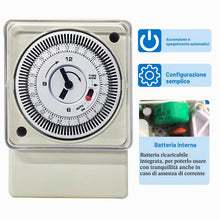 Carica l'immagine nel visualizzatore di Gallery, Transplant Timer Meccanico, 220-240V, 16A, 24 Ore, Analogico a Segmento per Luci, Riscaldatori, Piscine e Altri Elettrod