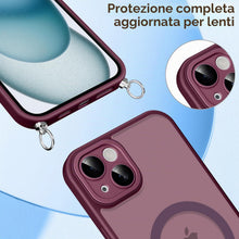 Carica l'immagine nel visualizzatore di Gallery, Pnakqil Cover Magnetica con Cordino per iPhone 15, Compatibile con MagSafe, Sottile con Laccio Collana Tracolla Regolabi
