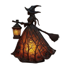 Carica l'immagine nel visualizzatore di Gallery, Lampada strega di Halloween, lampada da notte gotica con cappello da strega spettrale e luce calda, decorazioni di Hallo