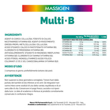 Carica l'immagine nel visualizzatore di Gallery, Massigen - Multi B, Integratore di Vitamine del Gruppo B, Riduce Stanchezza e Affaticamento, 30 Compresse, Senza Glutine