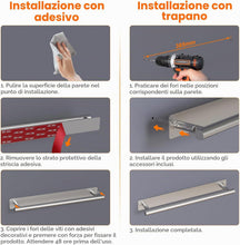 Carica l'immagine nel visualizzatore di Gallery, Ibergrif M34456A - Porta asciugamani adesivo 40 cm, due metodi di installazione (adesivo e foratura), portasciugamani per bagno con barra senza trapano, acciaio inossidabile, spazzolato