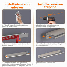 Carica l'immagine nel visualizzatore di Gallery, Ibergrif M34456A - Porta asciugamani adesivo 40 cm, due metodi di installazione (adesivo e foratura), portasciugamani pe