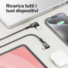 Carica l'immagine nel visualizzatore di Gallery, deleyCON 0,5m Cavo USB C Corto 2x Angolato 90° USB-A a USB-C Cavo di Ricarica e Dati per iPhone 17 16 15 Pro Max Air Gal