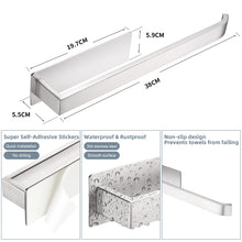 Carica l'immagine nel visualizzatore di Gallery, Porta Asciugamani Bagno Adesivo, Portasciugamani da Parete in Acciaio Inox 304, Senza Foratura, Stabile Elegante, Spazzo