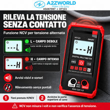 Carica l'immagine nel visualizzatore di Gallery, Multimetro Digitale Smart HT123, Tester Elettrico NCV CAT II 600V con Display LCD, Rilevamento Automatico AC/DC, Misura 
