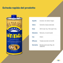 Carica l'immagine nel visualizzatore di Gallery, ANTITARLO LT. 1 - base solvente attivo contro tarli, larve, termiti e parassiti del legno - liquido pronto all'uso