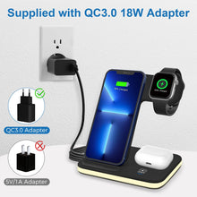 Carica l'immagine nel visualizzatore di Gallery, Caricatore Wireless Stazione di Ricarica, 3 in 1 Caricabatterie Wireless Charger Base per iPhone 16/15/14/13/12/11/Pro/M