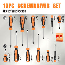 Carica l'immagine nel visualizzatore di Gallery, Sinoer set di cacciaviti magnetici con cacciaviti a croce, piatti e Torx, in acciaio cromo-vanadio, kit cacciaviti，13 pe