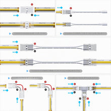 Carica l'immagine nel visualizzatore di Gallery, COB LED Strisce Connettori per 2pin 8mm Striscia COB, 4 Connettori Intermedi Trasparenti, 2 a forma di L, 1 a Forma di T