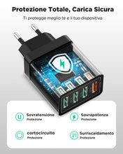 Carica l'immagine nel visualizzatore di Gallery, Caricatore USB,4Porto Presa USB 40W QC3.0 Alimentatore USB Caricabatterie Cellulare Rapido Caricatore Multiplo Per iPhon