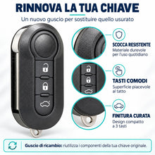 Carica l'immagine nel visualizzatore di Gallery, Guscio Chiave Auto 3 Tasti con Lama SIP22 Compatibile con Fiat 500 500L Panda Punto Evo Grande Punto Bravo Doblo Ducato,