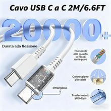 Carica l'immagine nel visualizzatore di Gallery, 60W USB C Caricatore Caricabatterie con Cavo ricarica 2m per Samsung Galaxy