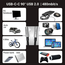 Carica l'immagine nel visualizzatore di Gallery, PAXO Cavo di ricarica da 0,2 m, 3A, cavo da USB C a USB C, USB 2.0, elegante spina angolata, guaina in tessuto particola