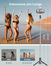 Carica l'immagine nel visualizzatore di Gallery, Bastone Selfie Treppiede Migliorato- 2 Luce di Riempimento, 114 CM Selfie Stick Treppiede per Telefono Extra Lungo con T