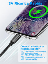 Carica l'immagine nel visualizzatore di Gallery, Aioneus Cavo USB Type-C, Cavo USB C 1M+2M Filo Caricatore USB C Cavetto Tipo C Ricarica Rapida Carica Cavo Caricabatteri