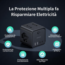 Carica l'immagine nel visualizzatore di Gallery, Ciabatta Elettrica Multipresa con 4 Prese Universali 10/16A ITA e Schuko, 2 M Prolunga Elettrica con 2 USB A+2 USB C,Pre