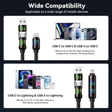 Carica l'immagine nel visualizzatore di Gallery, aceyoon 240W Multi Cavo di Ricarica 4 in 1 Caricatore USB Ricarica Multiplo,1.2M USB C/A a Lighting/USB C Cavo di Ricari