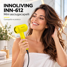 Carica l'immagine nel visualizzatore di Gallery, INNOLIVING INN-612 Mini Asciugacapelli 1200W, Phon da Viaggio Compatto con 2 Velocità e Temperature, Asciugatura e Styli