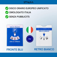 Carica l'immagine nel visualizzatore di Gallery, 2 Pezzi Disco Orario Auto | Formato Grande 11.5x15 cm con Busta PVC Trasparente | Parchimetro Disco Orario Omologato Ita
