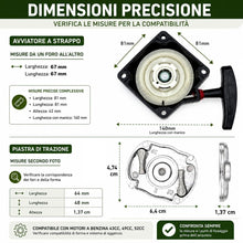 Carica l'immagine nel visualizzatore di Gallery, topolenashop Rinculo Avviamento Universale a Strappo per Decespugliatori e Tosaerba 43CC 49CC 52CC – Starter Manuale con