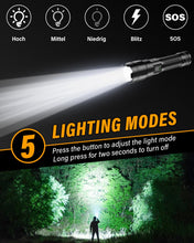 Carica l'immagine nel visualizzatore di Gallery, Akdomart Torcia LED Potente Professionale Ricaricabile 500000 Lumens