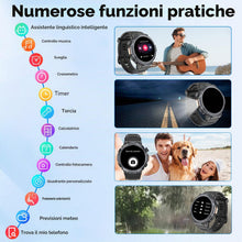 Carica l'immagine nel visualizzatore di Gallery, Orologio Smartwatch Uomo, Schermo AMOLED 1,53, Autonomia 30g, Orologio Militare Uomo Chiamate Bluetooth, Monitoraggio Fr
