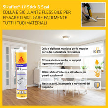 Carica l'immagine nel visualizzatore di Gallery, SIKA - Sigillante adesivo - Sikaflex-111 Stick &amp; Seal - Grigio - 290ml