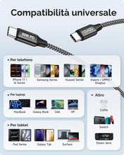 Carica l'immagine nel visualizzatore di Gallery, RAVIAD Cavo USB C USB C 60W [4Pezzi 0.5M+1M+1M+2M] Cavo USB Type-C PD 3A