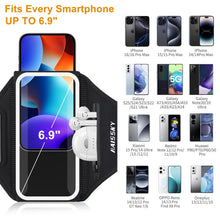 Carica l'immagine nel visualizzatore di Gallery, Fascia da Braccio con Tasca Auricolari per Smartphone fino a 6,9"