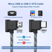 Carica l'immagine nel visualizzatore di Gallery, 15CM Nylon Micro AB su cavo USB C per Mavic Mini,Mini SE,Air/Pro/Zoom,USB C su cavo Micro-USB di telecomando,OTG telecom