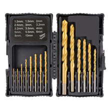 Carica l'immagine nel visualizzatore di Gallery, Amazon Basics Set per trapani in acciaio ad alta velocità per metallo, legno e plastica, 14 pezzi, 1,5-10 mm