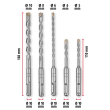 Carica l'immagine nel visualizzatore di Gallery, Einhell 5 pezzi set di punte SDS Plus 4-Cut, 110/160 mm, Ø 5–10 mm