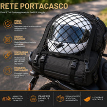 Carica l'immagine nel visualizzatore di Gallery, Rete Elastica per Casco Moto 30x30 cm, Portabagagli con 4 Ganci per Moto Bicicletta Scooter Auto, Rete Porta Casco e Bag