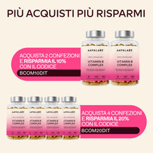 Carica l'immagine nel visualizzatore di Gallery, Vitamina B Complex Alto Dosaggio Vegan | 180 Capsule [6 Mesi] Vitamine B: Vitamina B1, B2, B3 (Niacina), B5, B6, B8 (Bio