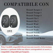 Carica l'immagine nel visualizzatore di Gallery, SUPALAND 2 Pezzi 2 Tasti Auto Guscio Chiave Telecomando Senza Lama Per Renault Kangoo Twingo Clio Wind Master Trafic Swi
