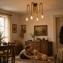 Carica l'immagine nel visualizzatore di Gallery, Lampadario Industriale Lampada a Sospensione, Lampada a Sospensione a 4 Corde per Sala da Pranzo, Sala, Ristorante, Bar,