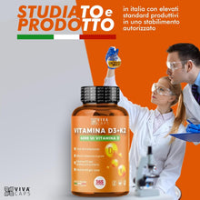 Carica l'immagine nel visualizzatore di Gallery, Vitamina d3 k2 mk7 vegana alto dosaggio 365 Micro compresse, Vitamina d3 4000 ui e 200 mcg di Menachinone per sistema im