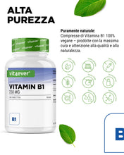 Carica l'immagine nel visualizzatore di Gallery, vit4ever Vitamina B1 (Tiamina) - 250 mg - 365 Compresse